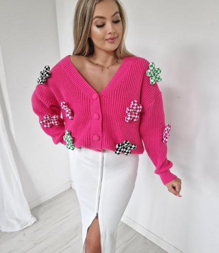 Sweterek w kwiatki pink 2