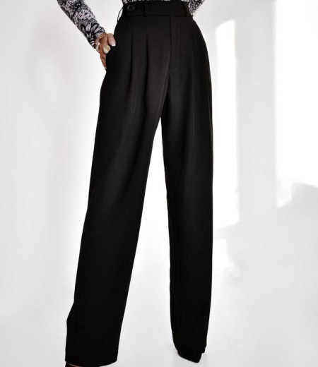 Czarne eleganckie spodnie z szerokimi nogawkami 2