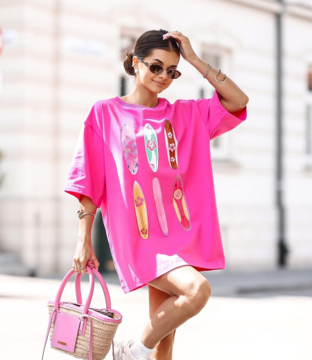T-shirt surfboard pink 1